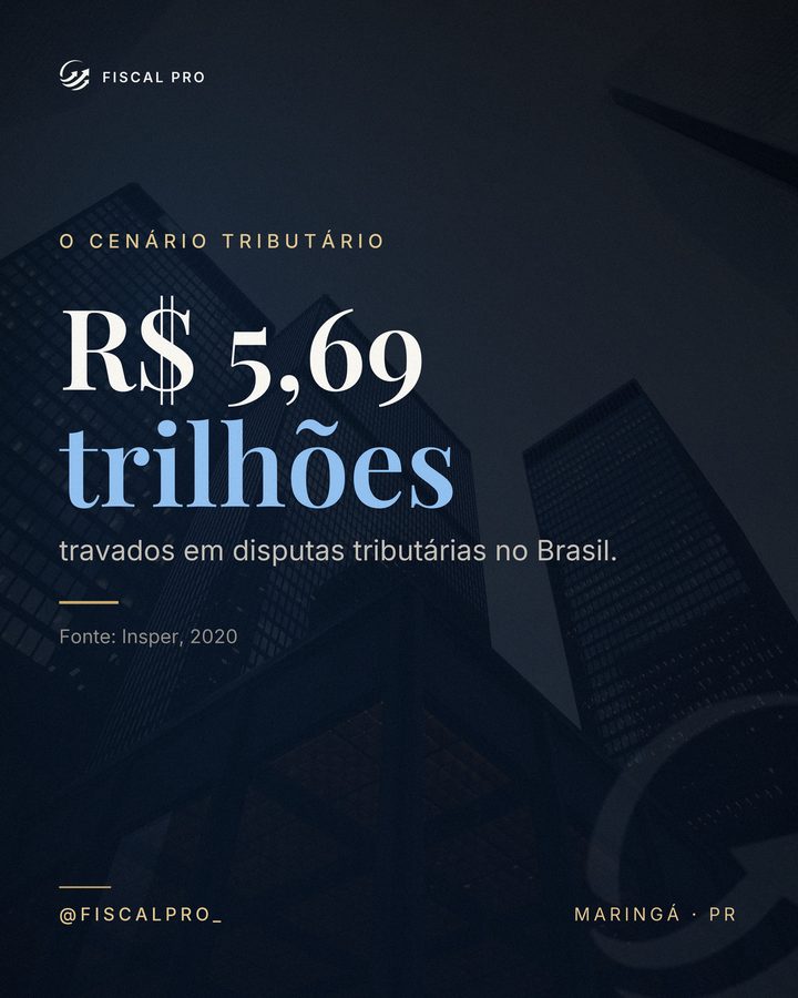 Post com o dado de R$ 5,69 trilhões em disputas tributárias